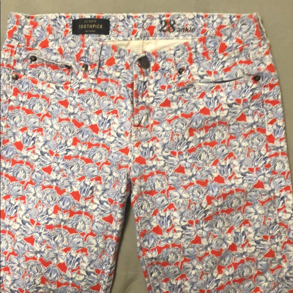 J. Crew Toothpick Ankle Jeans Floral Print